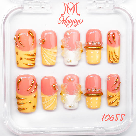 10688-MYY's designer original high-end design customized luxury hand-painted wearable nail art