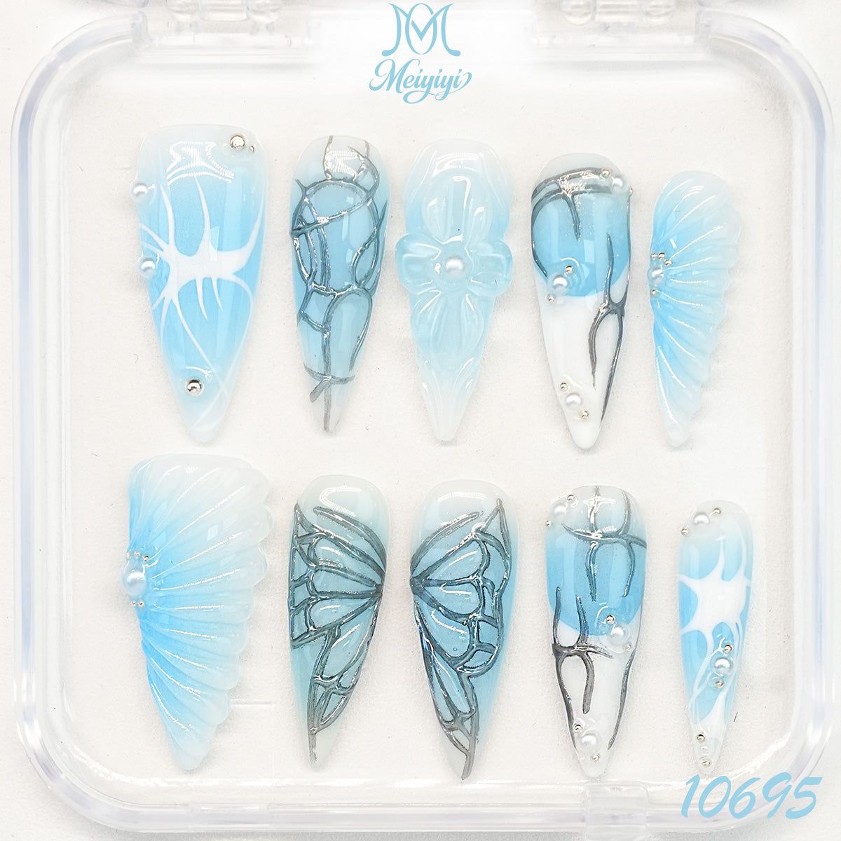 10695-MYY's designer original high-end design customized luxury hand-painted wearable nail art
