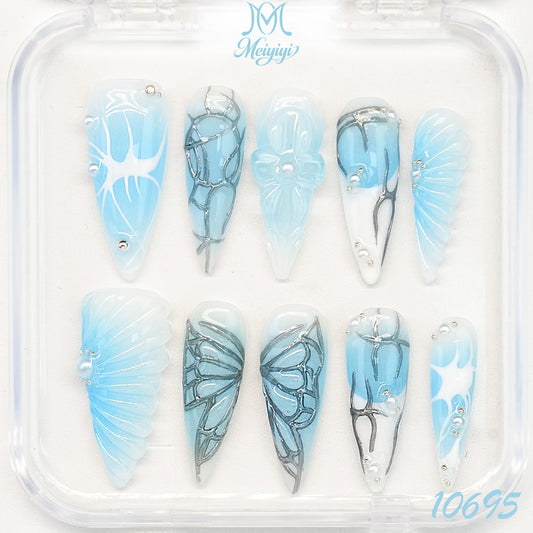 10695-MYY's designer original high-end design customized luxury hand-painted wearable nail art