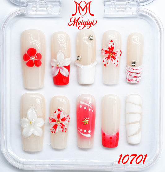 10701-MYY's designer original high-end design customized luxury hand-painted wearable nail art