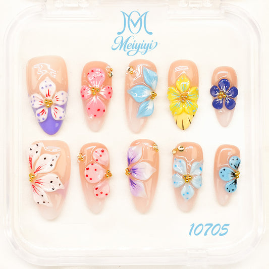 10705-MYY's designer original high-end design customized luxury hand-painted wearable nail art