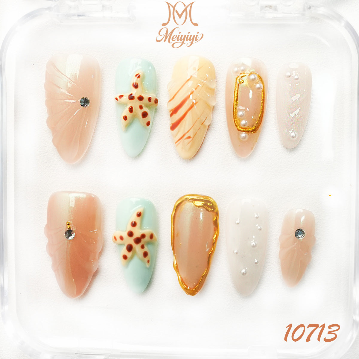 10713-MYY's designer original high-end design customized luxury hand-painted wearable nail art