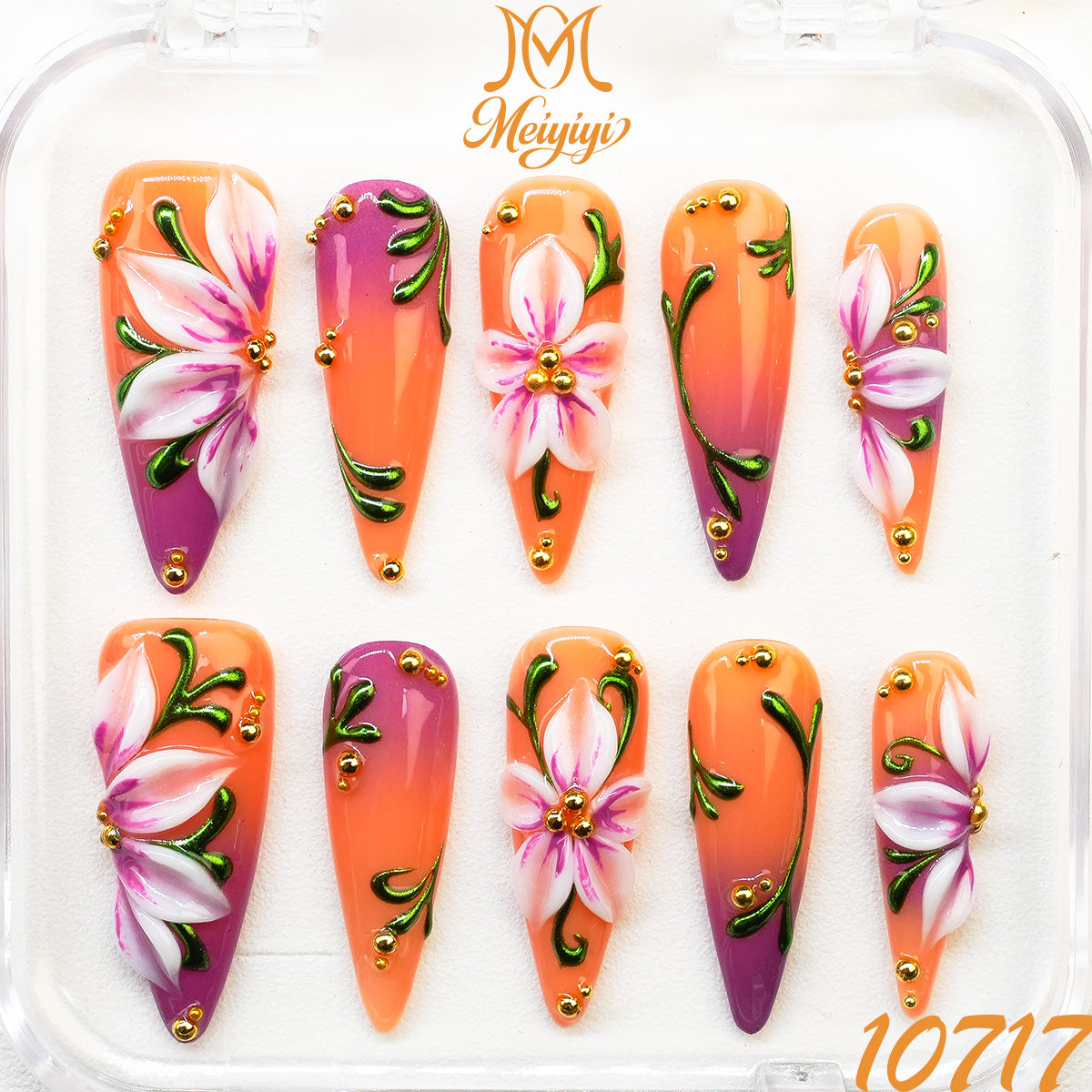10717-MYY's designer original high-end design customized luxury hand-painted wearable nail art