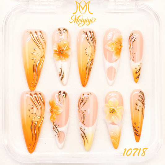 10718-MYY's designer original high-end design customized luxury hand-painted wearable nail art