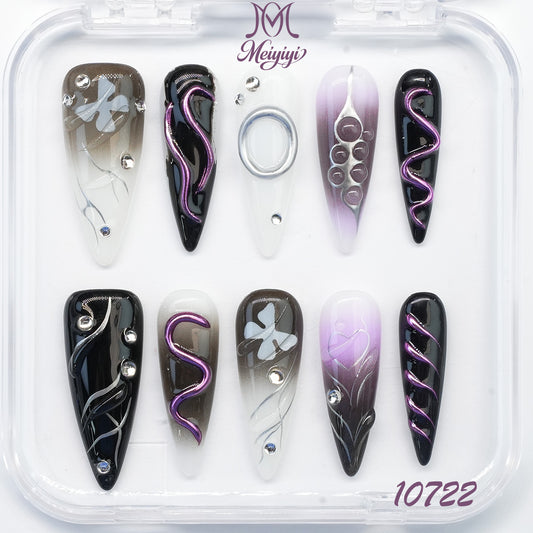10722-MYY's designer original high-end design customized luxury hand-painted wearable nail art