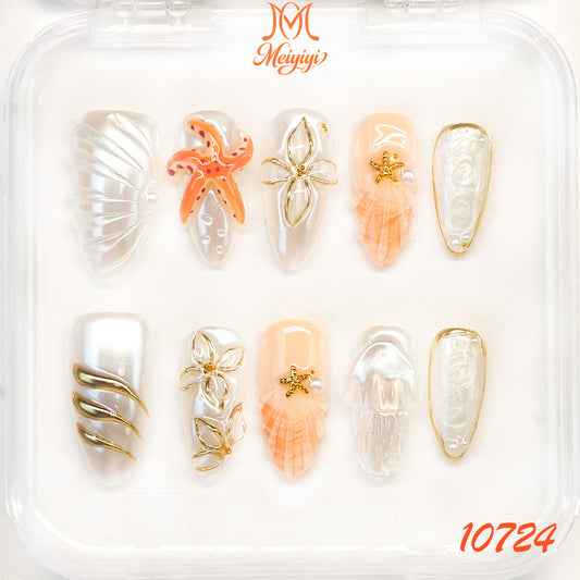 10724-MYY's designer original high-end design customized luxury hand-painted wearable nail art