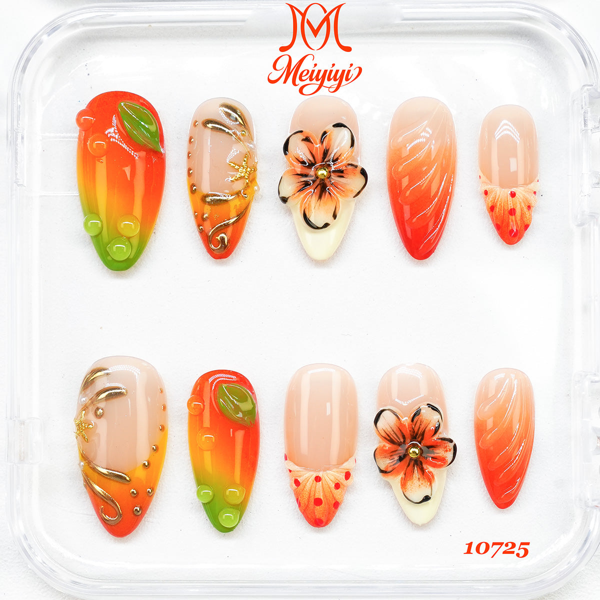10725-MYY's designer original high-end design customized luxury hand-painted wearable nail art