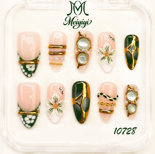 10728-MYY's designer original high-end design customized luxury hand-painted wearable nail art