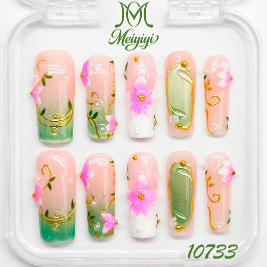 10733-MYY's designer original high-end design customized luxury hand-painted wearable nail art