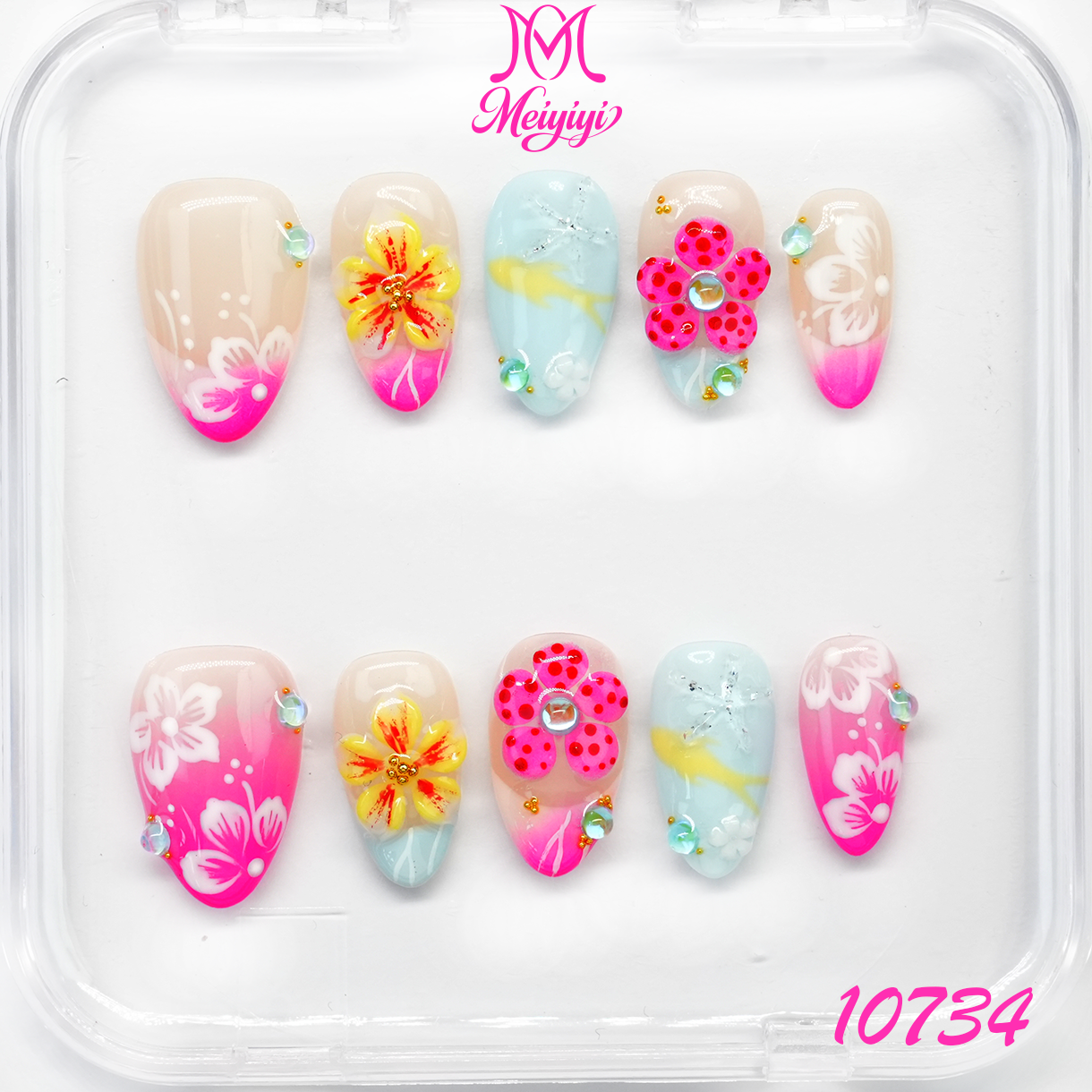 10734-MYY's designer original high-end design customized luxury hand-painted wearable nail art