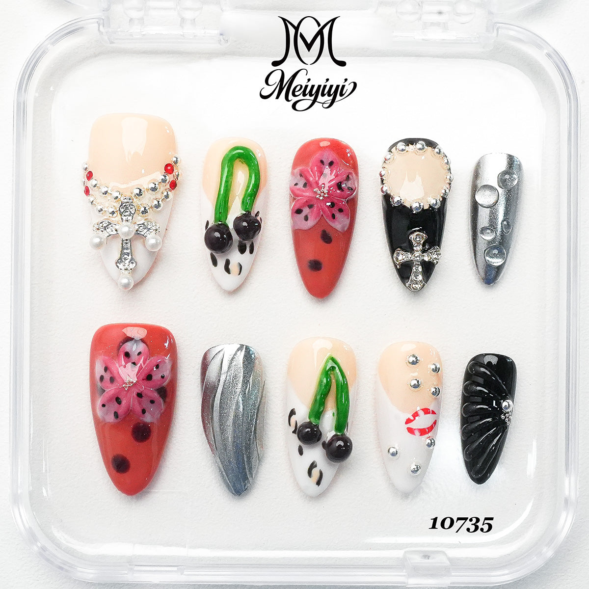 10735-MYY's designer original high-end design customized luxury hand-painted wearable nail art