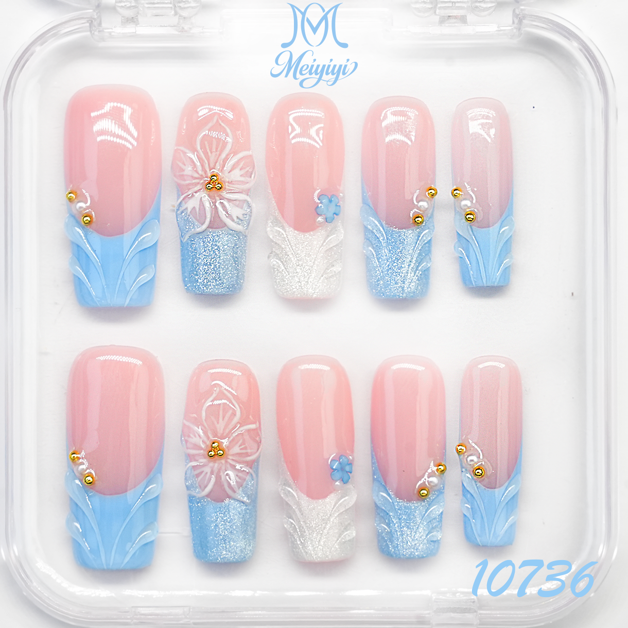 10736-MYY's designer original high-end design customized luxury hand-painted wearable nail art