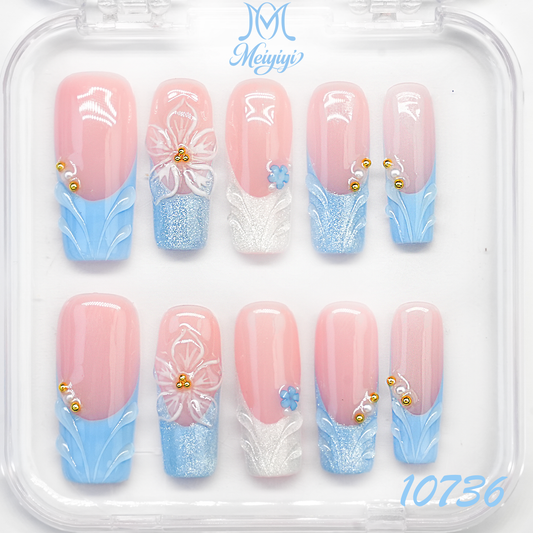 10736-MYY's designer original high-end design customized luxury hand-painted wearable nail art