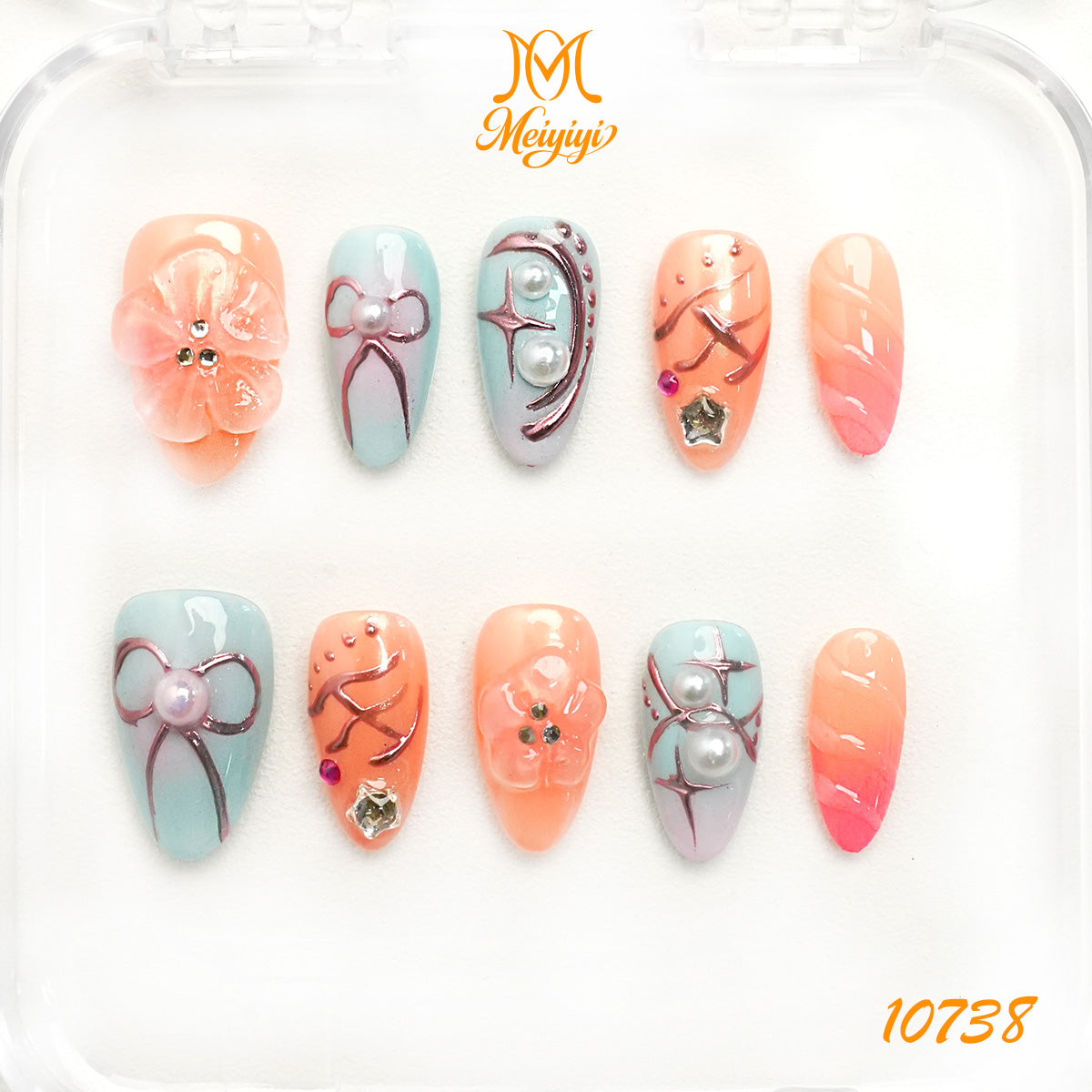 10738-MYY's designer original high-end design customized luxury hand-painted wearable nail art