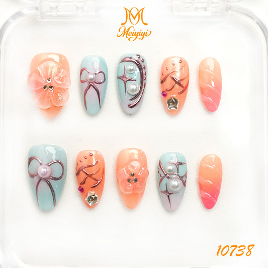 10738-MYY's designer original high-end design customized luxury hand-painted wearable nail art