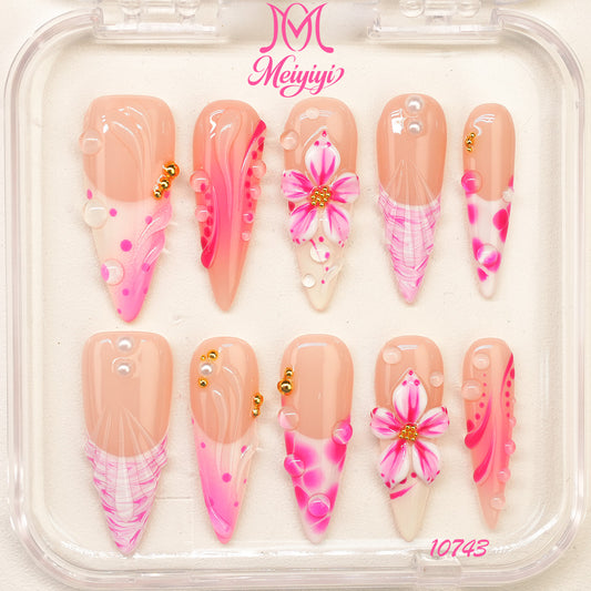 10743-MYY's designer original high-end design customized luxury hand-painted wearable nail art