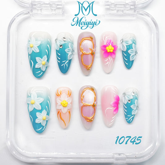 10745-MYY's designer original high-end design customized luxury hand-painted wearable nail art
