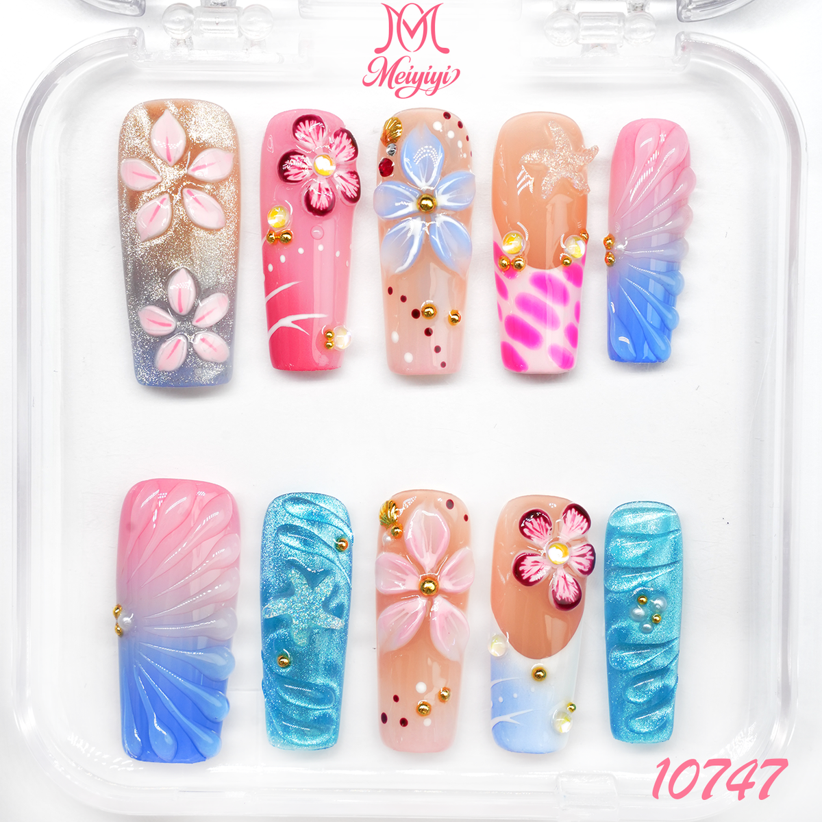 10747-MYY's designer original high-end design customized luxury hand-painted wearable nail art