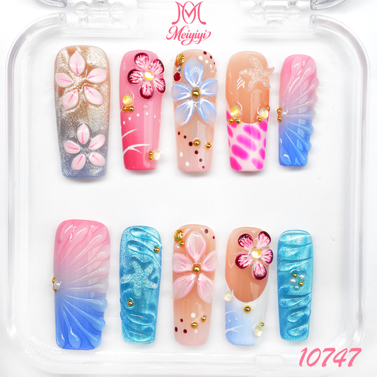 10747-MYY's designer original high-end design customized luxury hand-painted wearable nail art