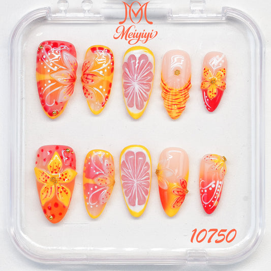 10750-MYY's designer original high-end design customized luxury hand-painted wearable nail art