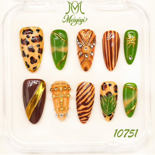 10751-MYY's designer original high-end design customized luxury hand-painted wearable nail art