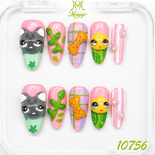 10756-MYY's designer original high-end design customized luxury hand-painted wearable nail art