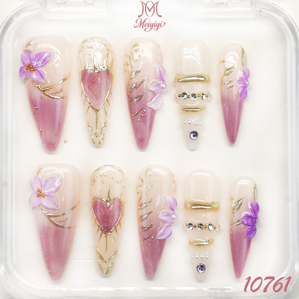 10761-MYY's designer original high-end design customized luxury hand-painted wearable nail art