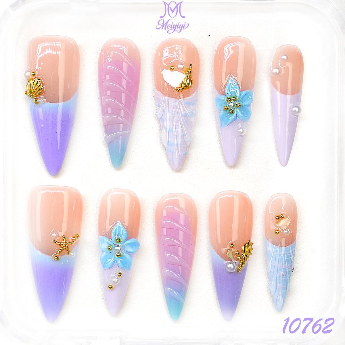 10762-MYY's designer original high-end design customized luxury hand-painted wearable nail art