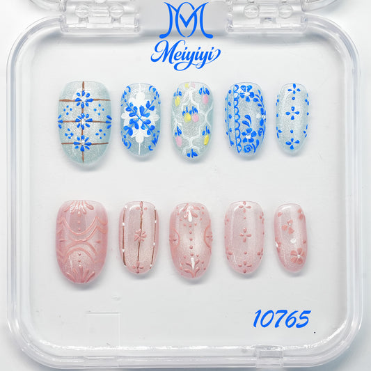 10765-MYY's designer original high-end design customized luxury hand-painted wearable nail art