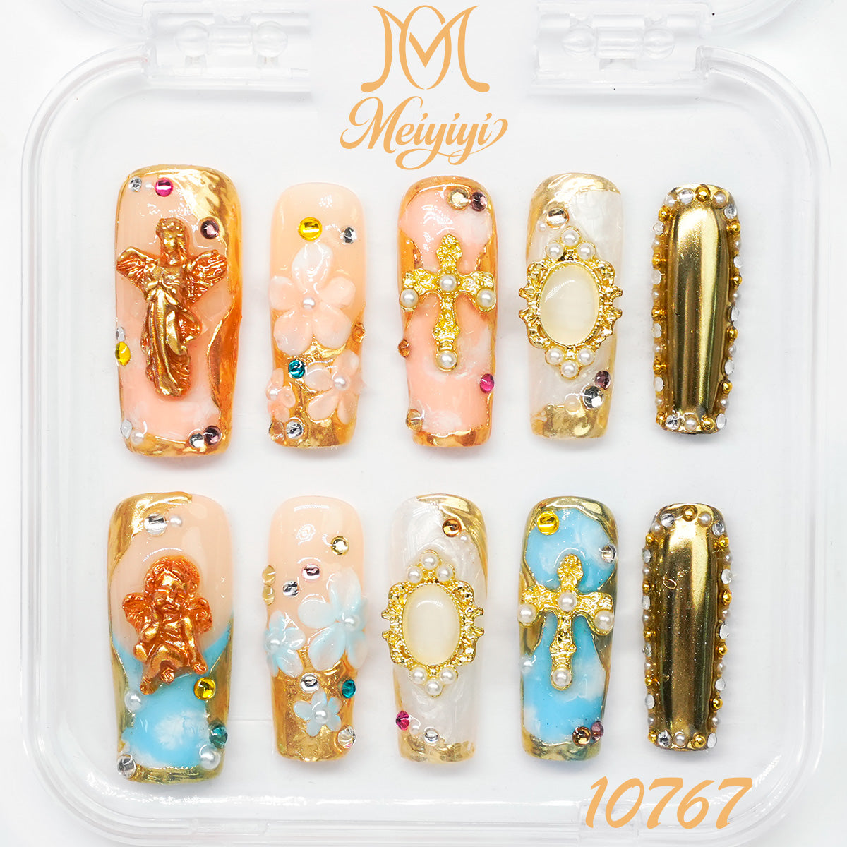 10767-MYY's designer original high-end design customized luxury hand-painted wearable nail art
