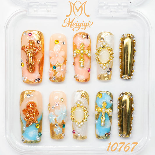 10767-MYY's designer original high-end design customized luxury hand-painted wearable nail art