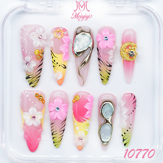 10770-MYY's designer original high-end design customized luxury hand-painted wearable nail art