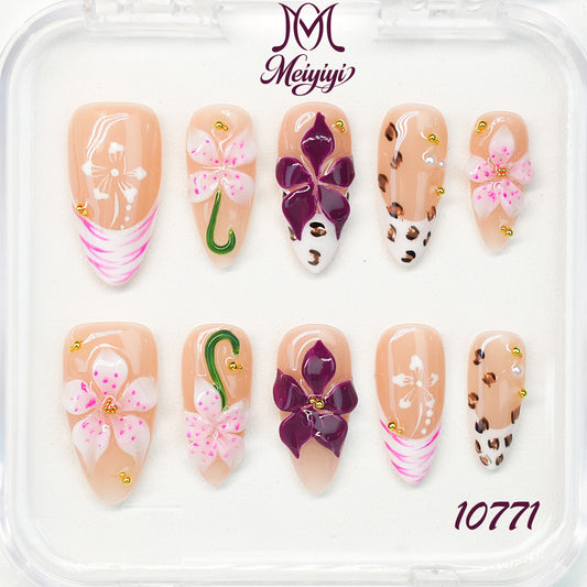 10771-MYY's designer original high-end design customized luxury hand-painted wearable nail art