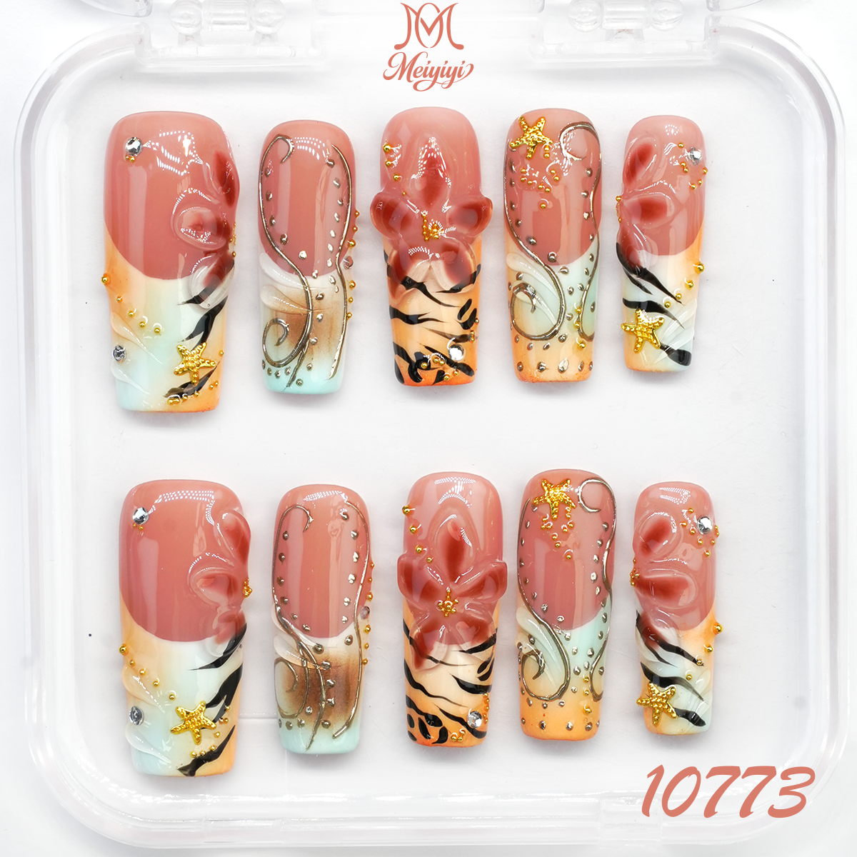 10773-MYY's designer original high-end design customized luxury hand-painted wearable nail art