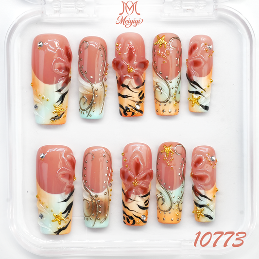10773-MYY's designer original high-end design customized luxury hand-painted wearable nail art