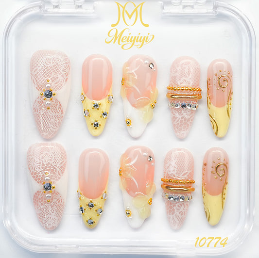 10774-MYY's designer original high-end design customized luxury hand-painted wearable nail art