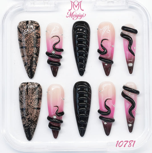 10781-MYY's designer original high-end design customized luxury hand-painted wearable nail art