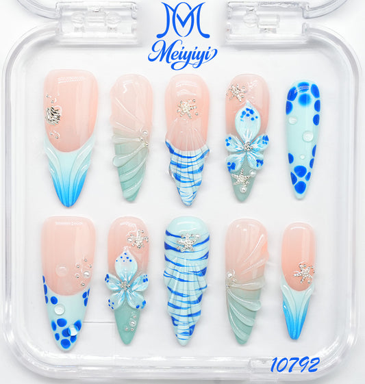 10792-MYY's designer original high-end design customized luxury hand-painted wearable nail art