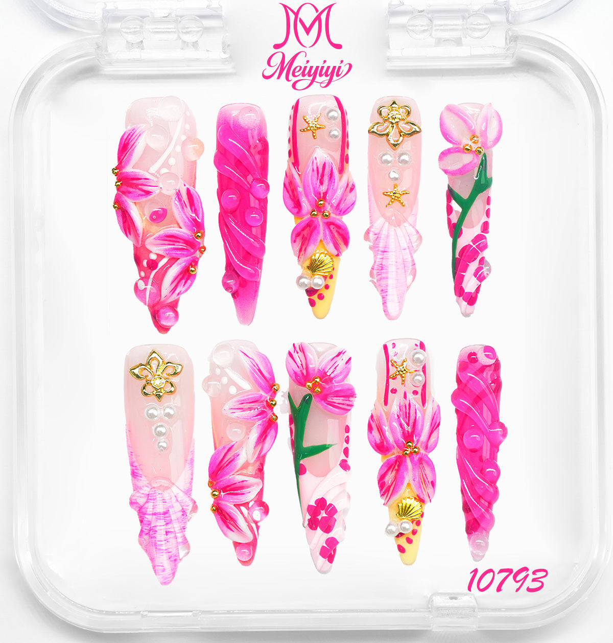 10793-MYY's designer original high-end design customized luxury hand-painted wearable nail art