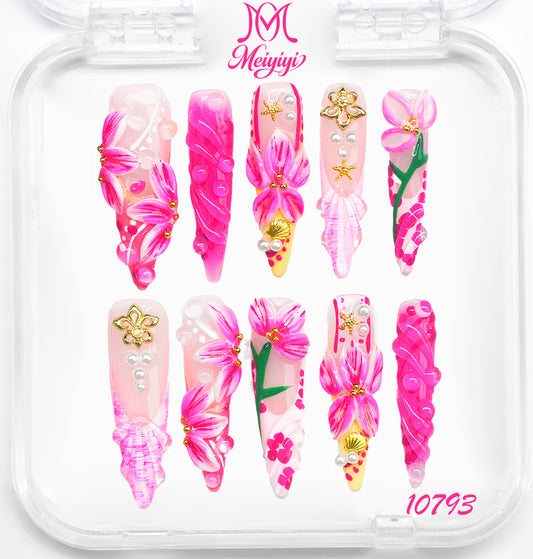 10793-MYY's designer original high-end design customized luxury hand-painted wearable nail art