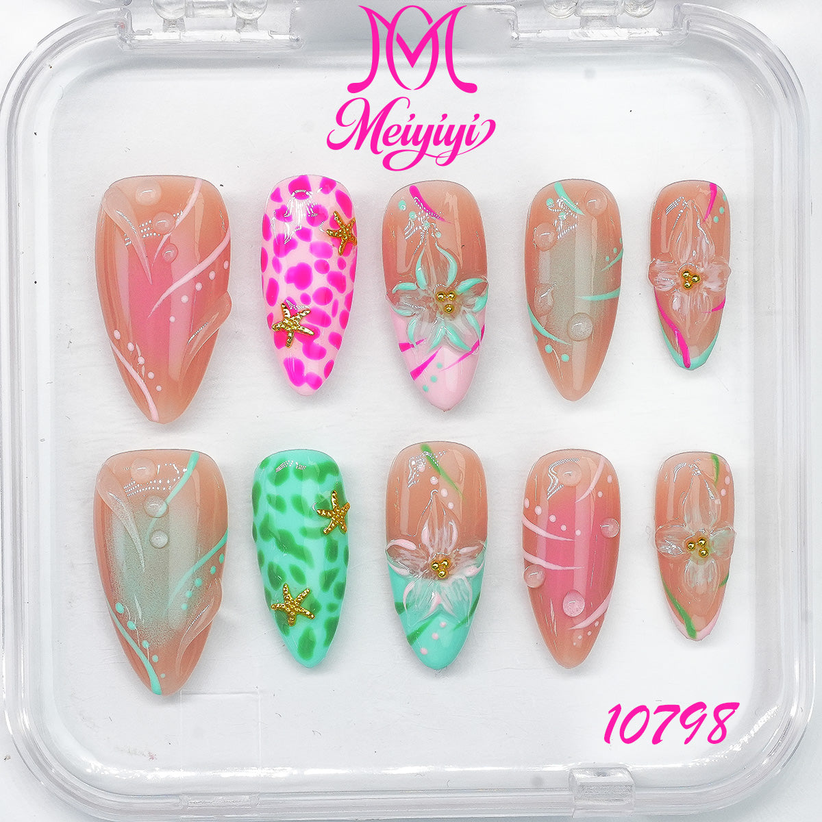10798-MYY's designer original high-end design customized luxury hand-painted wearable nail art