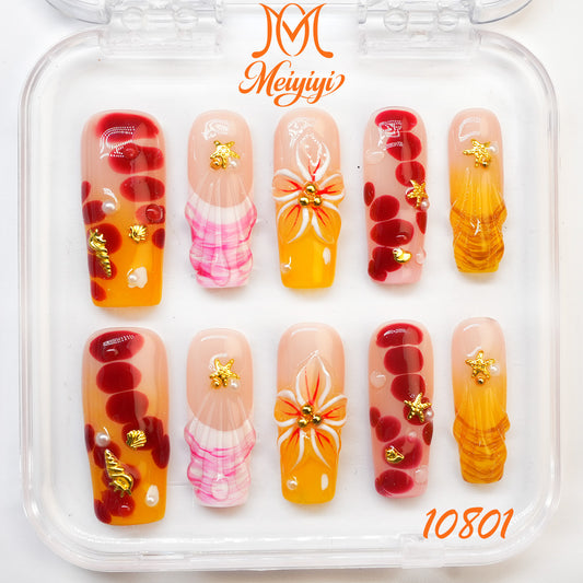 10801-MYY's designer original high-end design customized luxury hand-painted wearable nail art