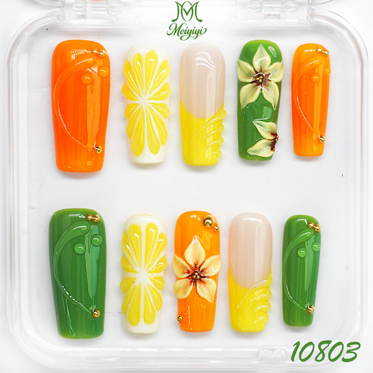 10803-MYY's designer original high-end design customized luxury hand-painted wearable nail art