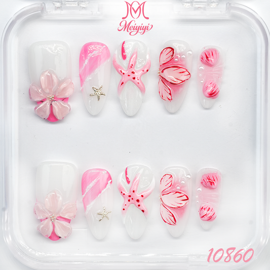 10860-MYY's designer original high-end design customized luxury hand-painted wearable nail art