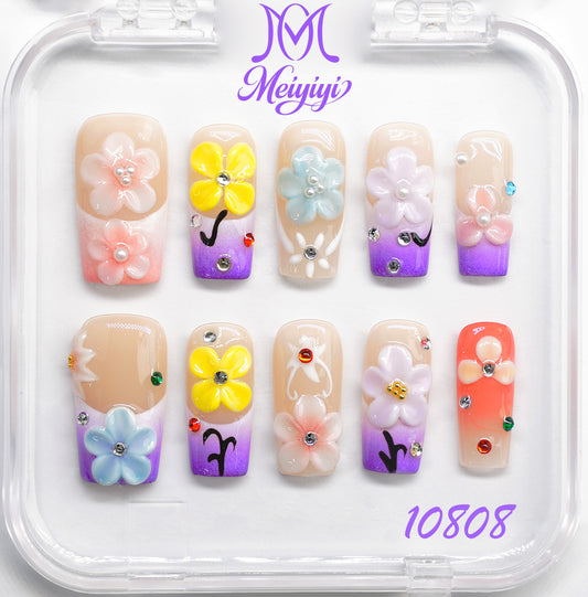 10808-MYY's designer original high-end design customized luxury hand-painted wearable nail art
