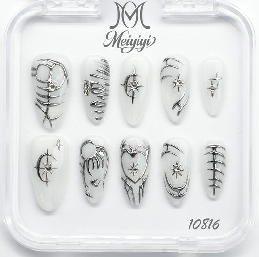 10816-MYY's designer original high-end design customized luxury hand-painted wearable nail art