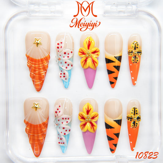 10823-MYY's designer original high-end design customized luxury hand-painted wearable nail art