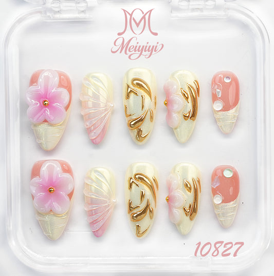 10827-MYY's designer original high-end design customized luxury hand-painted wearable nail art