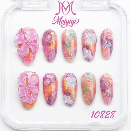10828-MYY's designer original high-end design customized luxury hand-painted wearable nail art