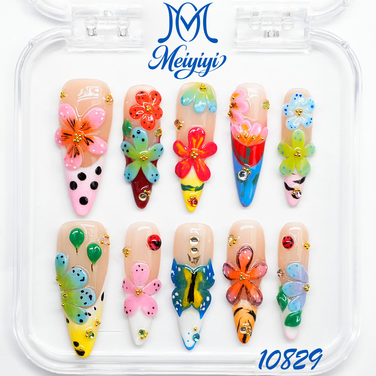 10829-MYY's designer original high-end design customized luxury hand-painted wearable nail art